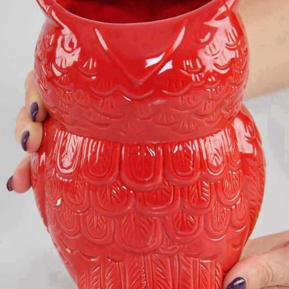 Owl Utensil Holder Decorative Ceramic Cookware & Organizer - Red - Picture 2 of 6